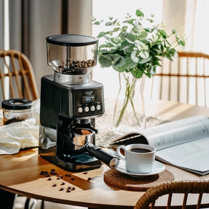 Кавомолка хороша Adler AD 4300, Потужна кавомолка для свіжої кави, Апарат для подрібнення кави FN-54
