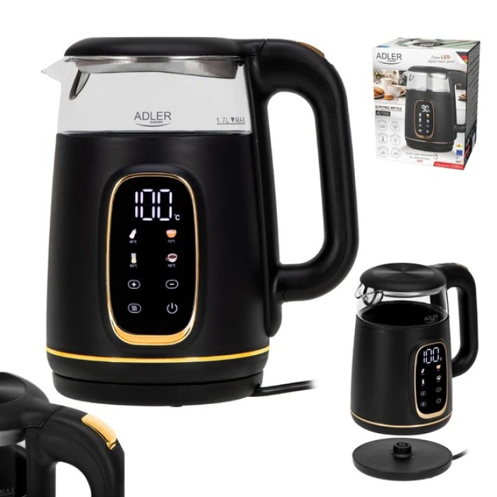 Чайник Adler AD 1305 з регулюванням температури 1.7Л 2200Вт Black Gold