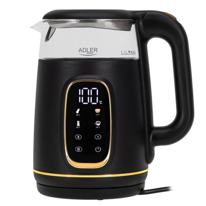 Чайник Adler AD 1305 з регулюванням температури 1.7Л 2200Вт Black Gold