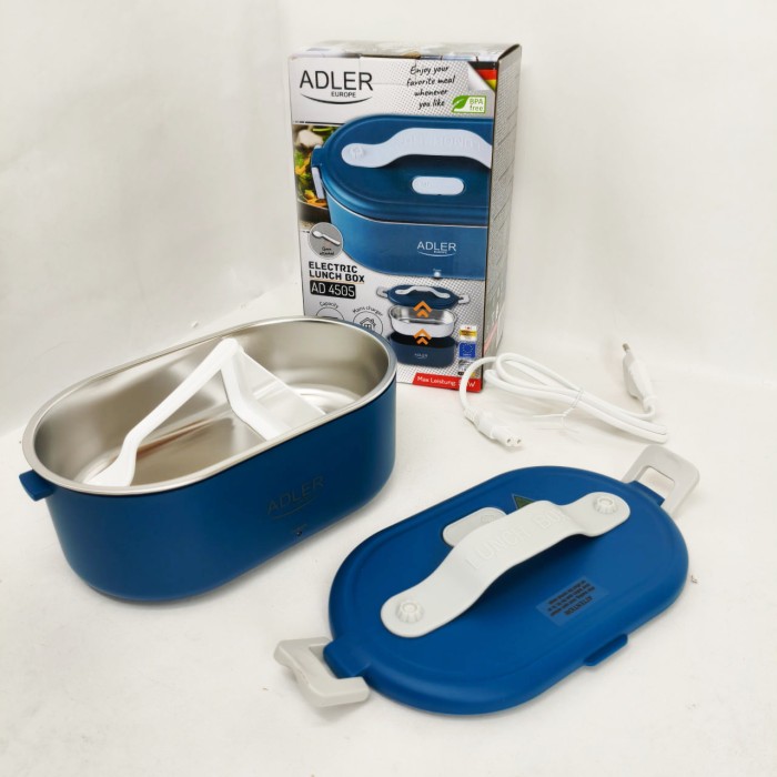 Ланч бокс з підігрівом електричний Adler AD 4505 Blue 55 Вт металевий для їжі з кришкою 0.8 л 220В