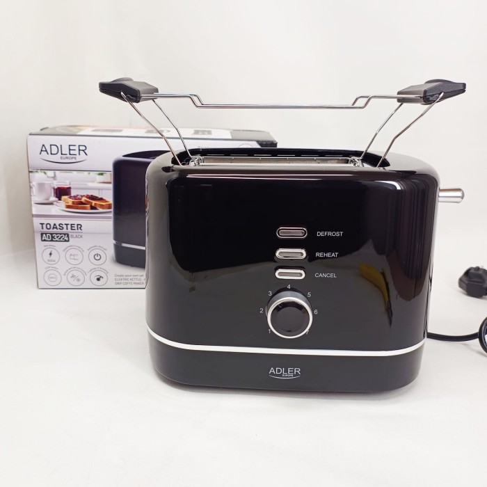 Тостер Adler AD 3224 7 рівнів обсмажування решітка для булочок 850Вт Black