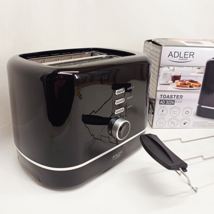 Тостер електричний на 2 грінки Adler AD 3224 850Вт, Горизонтальний тостер на 2 шматочки DY-99