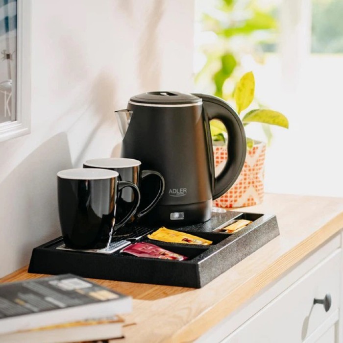 Зручний електричний чайник для кухні ADLER AD 1387 1Л 1300Вт, Чайник металевий для дому IQ-39
