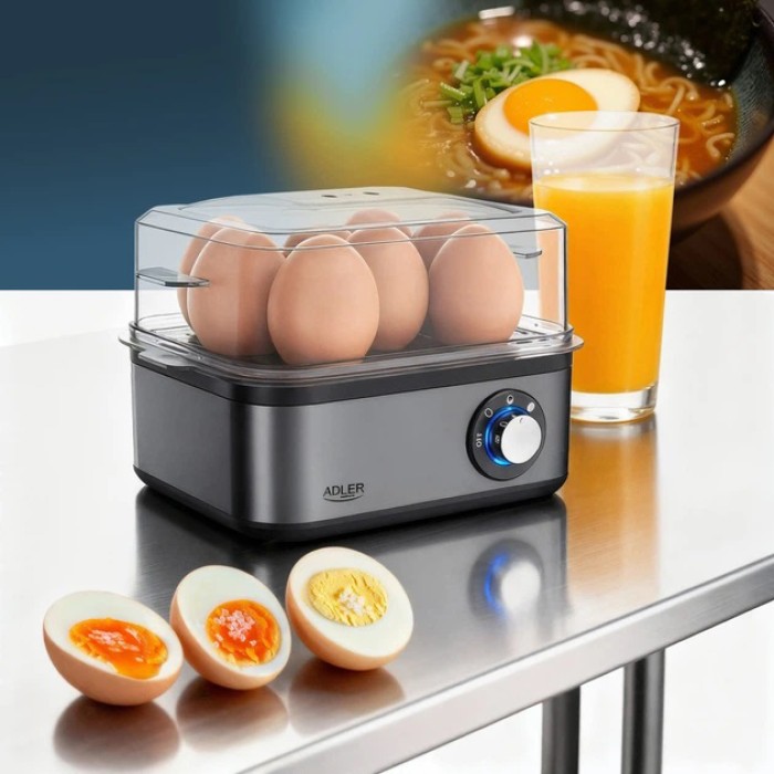Яйцеварка на 8 яєць 800 Вт Adler AD 4486 Gun Metal QM-42