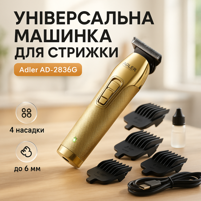 Машинка для стрижки волосся з регульованою насадкою Adler AD-2836G, Машинка для стрижки на акумуляторі CK-77