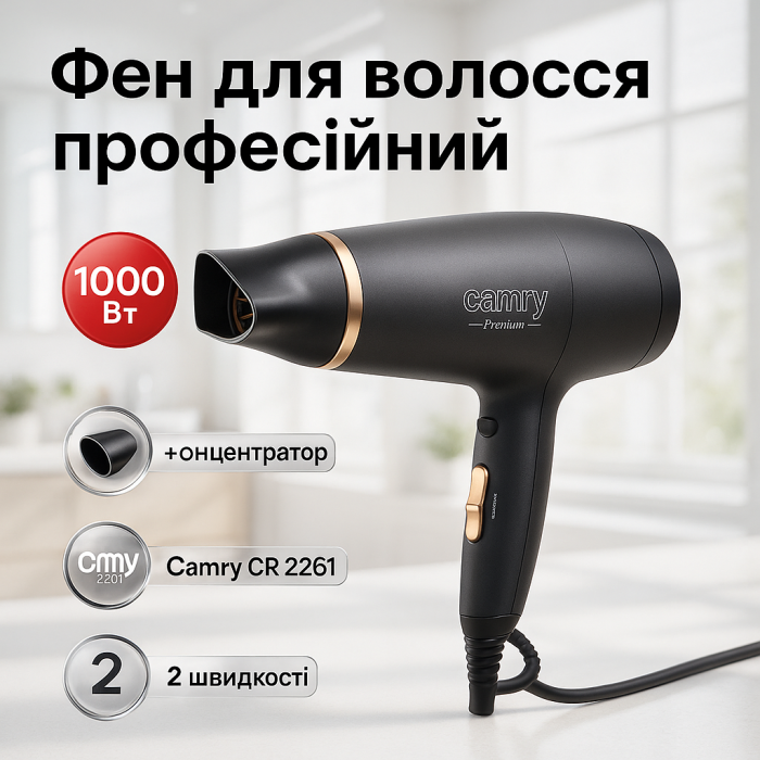 Фен дорожній складаний Camry CR 2261 1200Вт