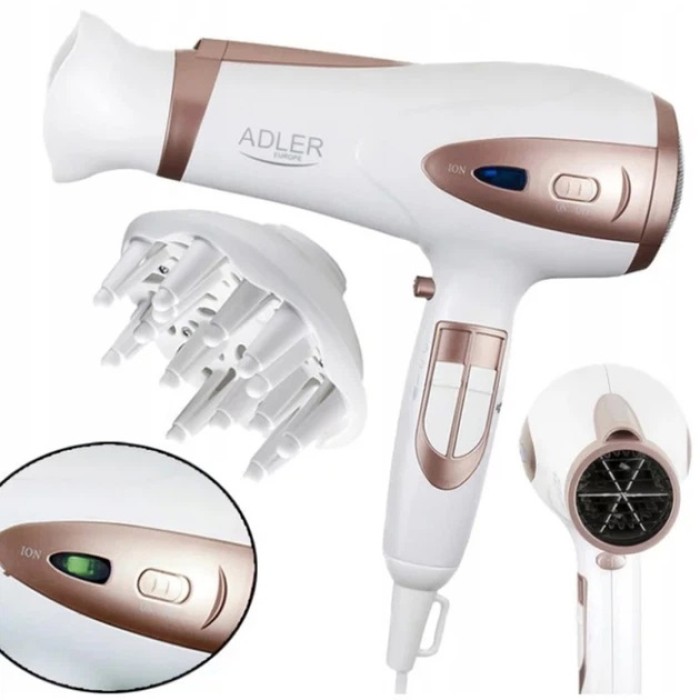 Зручний надійний фен для волосся Adler AD-2248 2400Вт, Фен з регулюванням температури для укладання AG-43