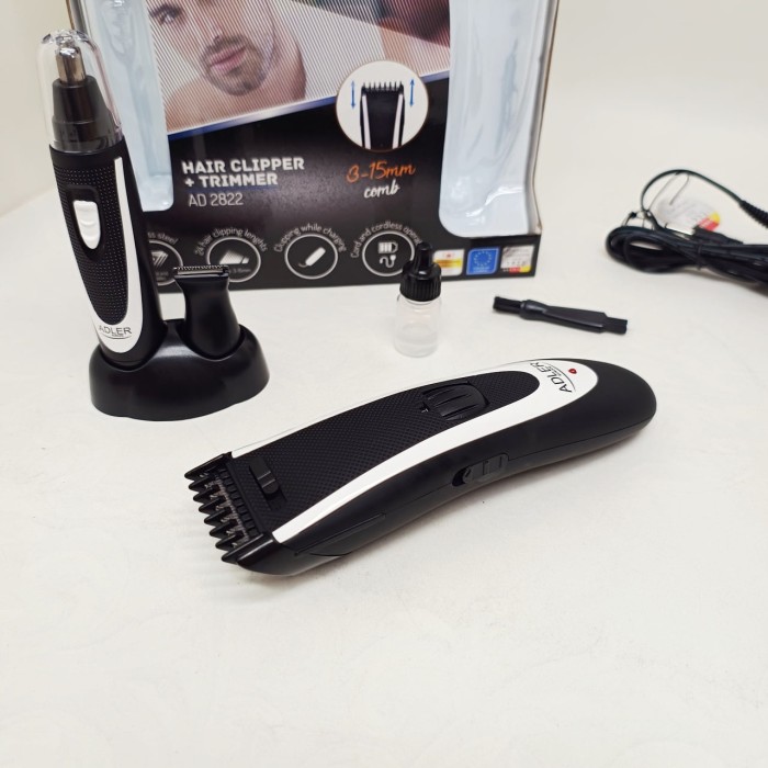 Машинка для стрижки Adler AD 2822 чоловічий тример з насадками для голови носа вух та тіла
