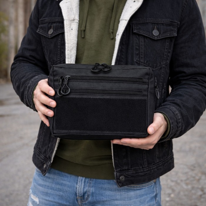 Тактична сумка для патчів Cordura 600D — 5 кишень, месенджер чорний з тканини