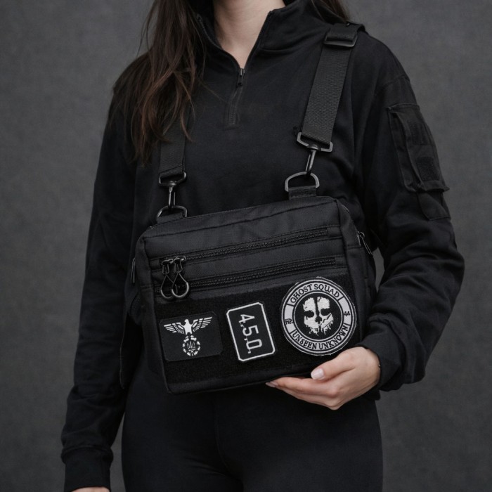 Тактична сумка для патчів Cordura 600D — 5 кишень, месенджер чорний з тканини