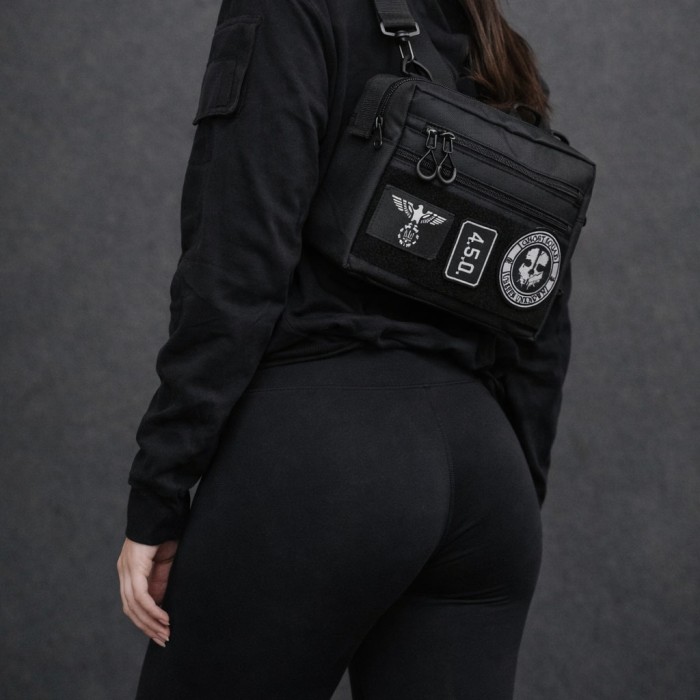 Тактична сумка для патчів Cordura 600D — 5 кишень, месенджер чорний з тканини
