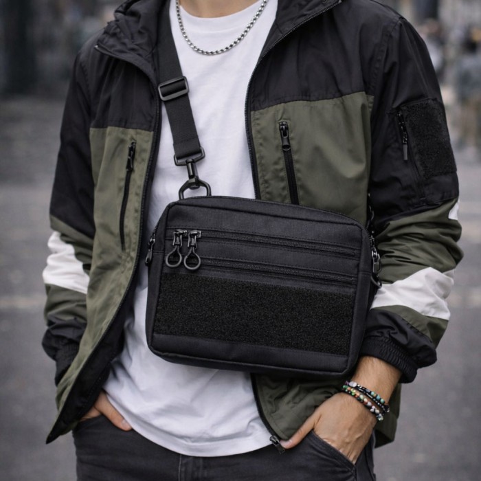 Тактична сумка для патчів Cordura 600D — 5 кишень, месенджер чорний з тканини