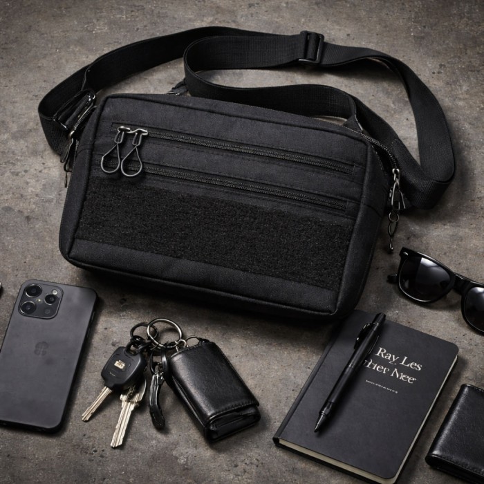 Тактична сумка для патчів Cordura 600D — 5 кишень, месенджер чорний з тканини
