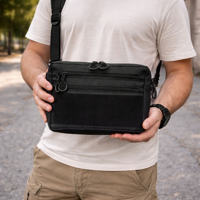 Тактична сумка для патчів Cordura 600D — 5 кишень, месенджер чорний з тканини