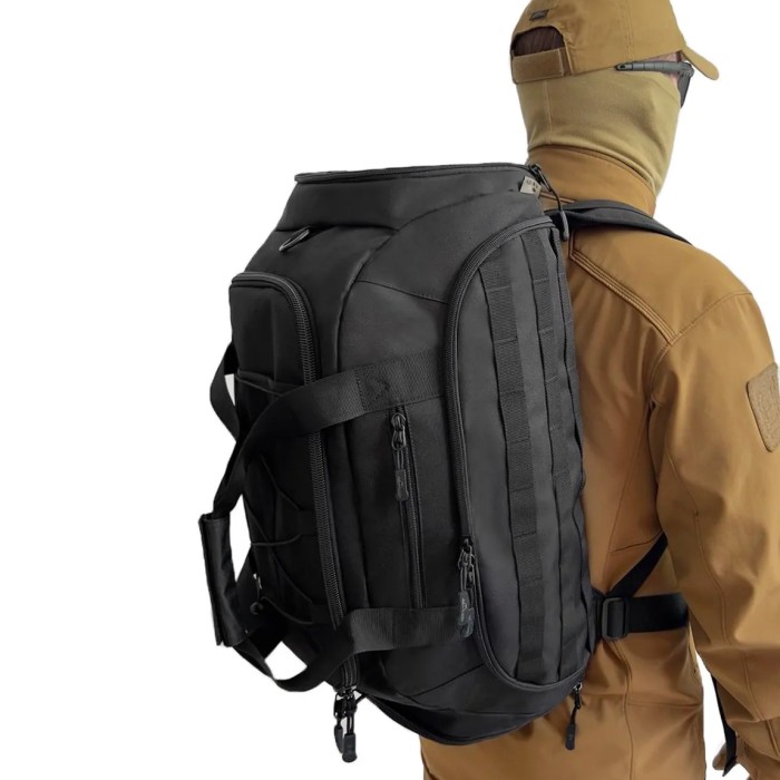 Тактична дорожня сумка-рюкзак 2 в 1 — зміцнена, універсальна чорна LT-52