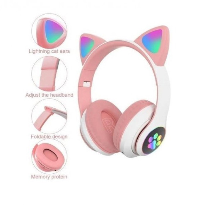 Бездротові навушники кішечка CAT, Гарнітура Cat Ear з підсвічуванням і Bluetooth Дитячі навушники JC-34