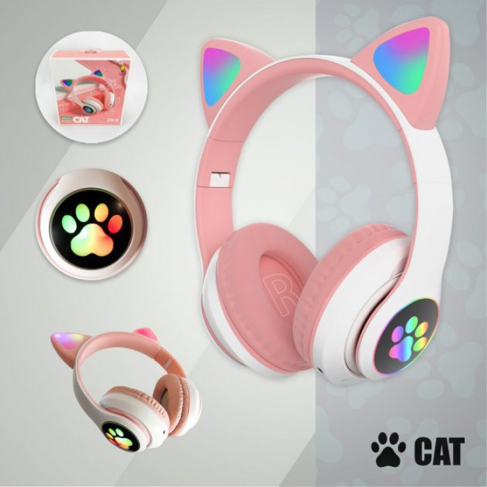 Бездротові навушники кішечка CAT, Гарнітура Cat Ear з підсвічуванням і Bluetooth Дитячі навушники JC-34