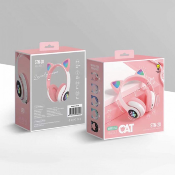 Бездротові навушники кішечка CAT, Гарнітура Cat Ear з підсвічуванням і Bluetooth Дитячі навушники JC-34