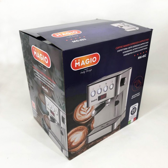 на плиті Magio MG-452 850 Вт, Кофемашина латте, Кавоварка для справжньої кави еспресо WB-25