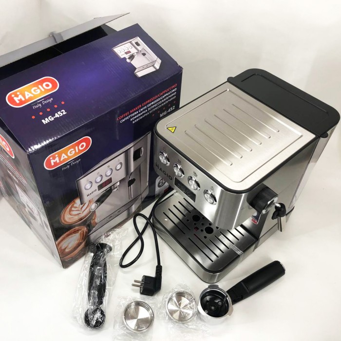 на плиті Magio MG-452 850 Вт, Кофемашина латте, Кавоварка для справжньої кави еспресо WB-25