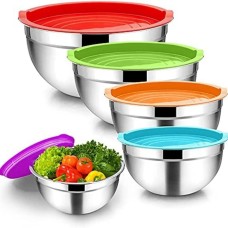 Набір металева миска з кришкою з нержавіючої сталі 5 штук для кухні природи миски ємності QF-96