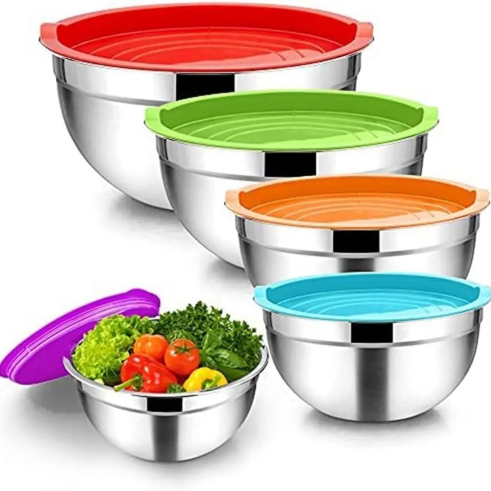 Набір металева миска з кришкою з нержавіючої сталі 5 штук для кухні природи миски ємності QF-96