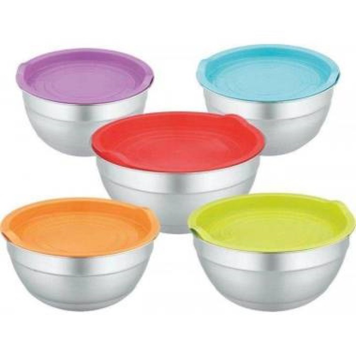 Набір металева миска з кришкою з нержавіючої сталі 5 штук для кухні природи миски ємності RX-44