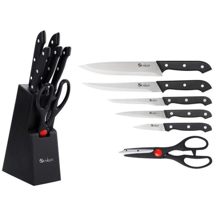 Набір кухонних ножів з ножицями та підставкою UNIQUE UN-1836 WS-19