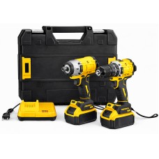 Набір акумуляторного інструменту 2в1 шуруповерт і гайковерт 21V безщітковий, з 2 акумуляторами в кейсі QX-61