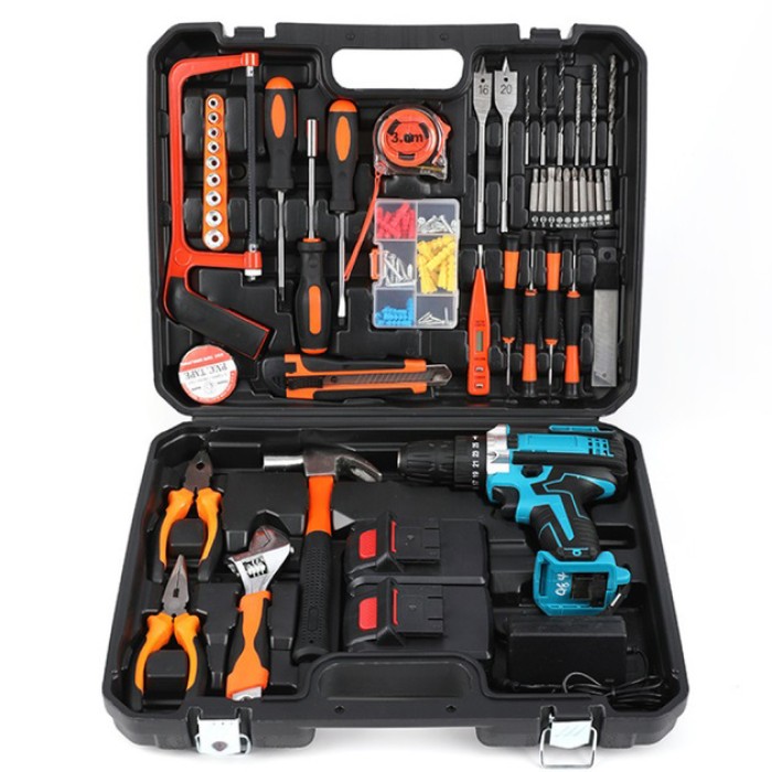 Акумуляторний шуруповерт з набором інструментів + ​​2 акумулятори, ударний шуруповерт + кейс RM-85