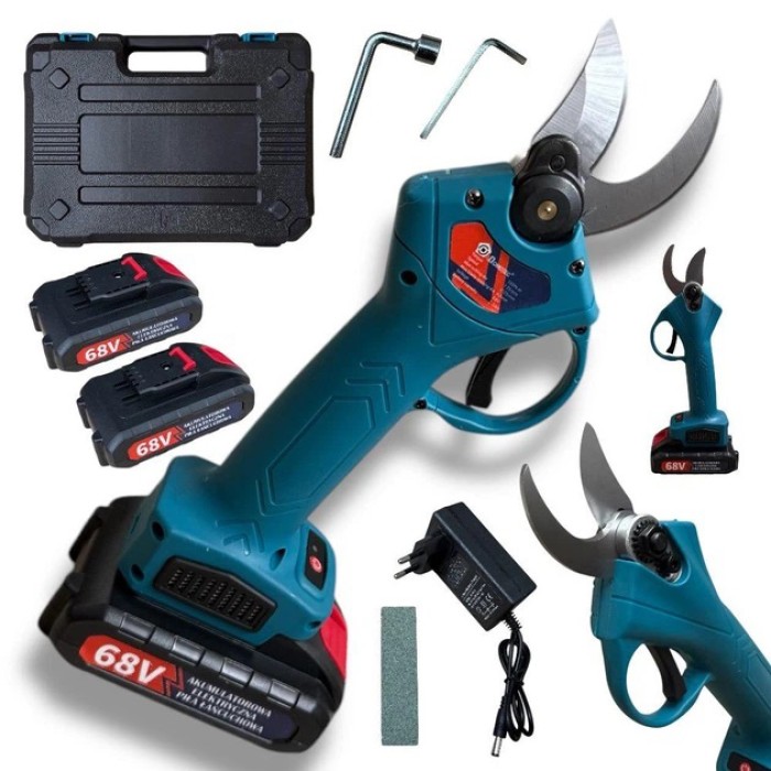 Секатор ручний акумуляторний садовий 2,5 на 2 АКБ 68v в кейсі Domotec FA-54