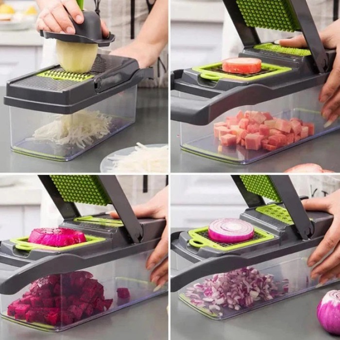 Овочерізка подрібнювач 14 в 1 ситечко для яєць та ніж для очищення овочів Veggie Slicer мультислайсер KR-36