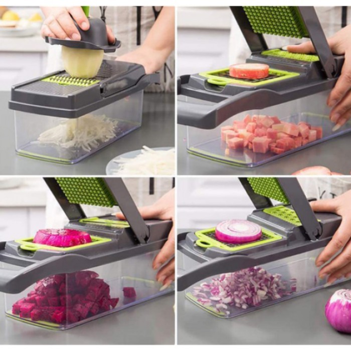 Овочерізка подрібнювач 14 в 1 ситечко для яєць та ніж для очищення овочів Veggie Slicer мультислайсер KR-36
