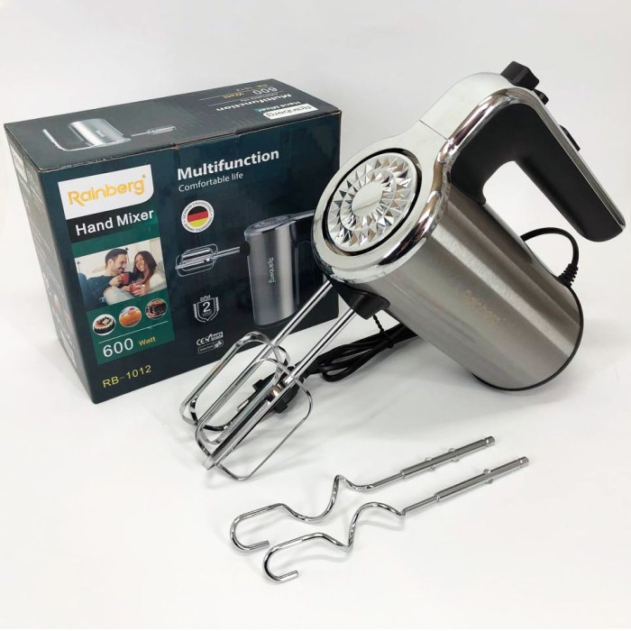 Міксер ручний електричний Rainberg RB-1012 600W Нержавіюча сталь, ручний міксер для кухні, потужний міксер PK-33
