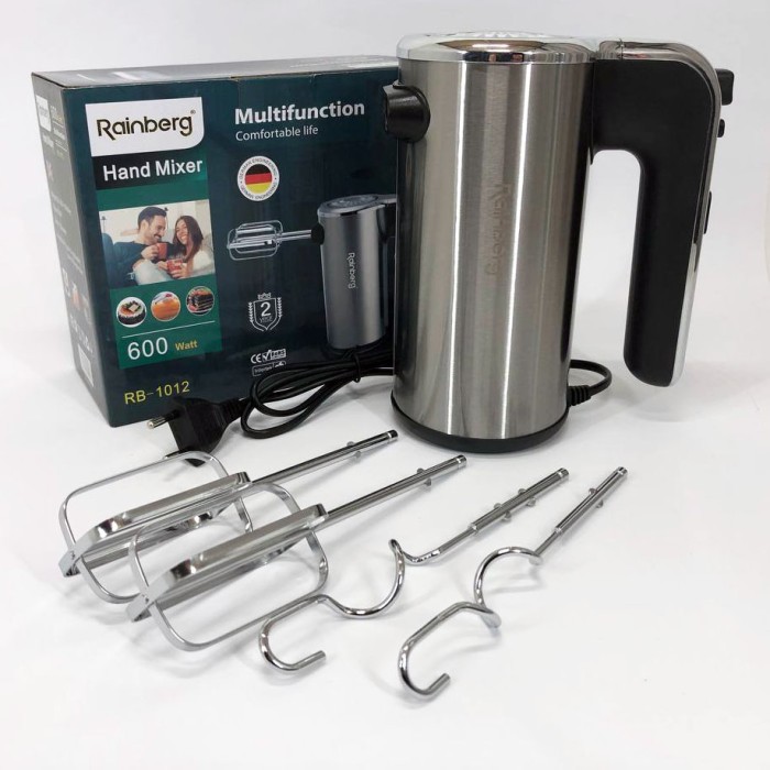 Міксер ручний електричний Rainberg RB-1012 600W Нержавіюча сталь, ручний міксер для кухні, потужний міксер PK-33