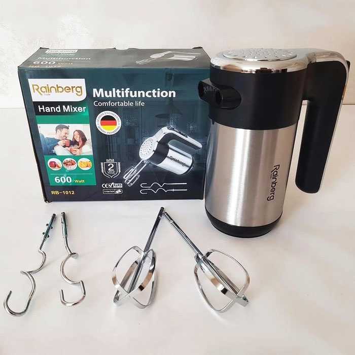 Міксер ручний електричний Rainberg RB-1012 600W Нержавіюча сталь, ручний міксер для кухні, потужний міксер PK-33