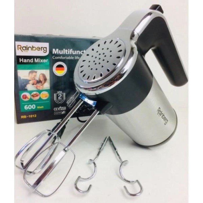 Міксер ручний електричний Rainberg RB-1012 600W Нержавіюча сталь, ручний міксер для кухні, потужний міксер PK-33