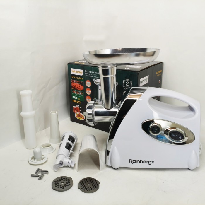 М'ясорубка з насадками для нарізання овочів Rainberg RB-675 3800Вт, М'ясорубка соковижималка для кухні BH-46