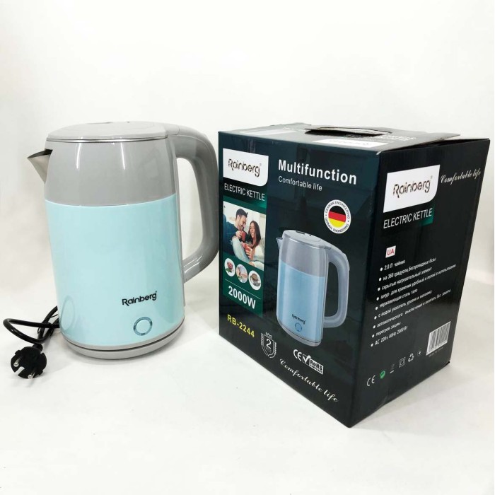Електричний чайник з індикатором живлення Rainberg RB-2244 2000 Вт 2 л, Надійний електричний чайник KU-59