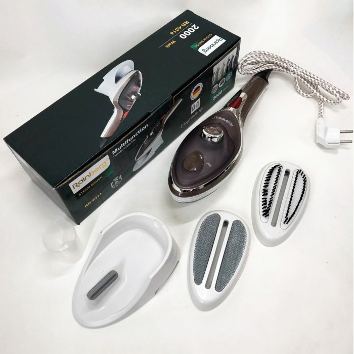 Ручний відпарювач для одягу Rainberg RB-6314 2000 Вт із двома змінними насадками, парова щітка KD-67