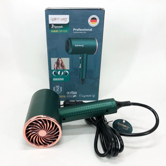 Фен з іонізацією і регулюванням температури Rainberg, Портативний фен для укладання волосся JF-20