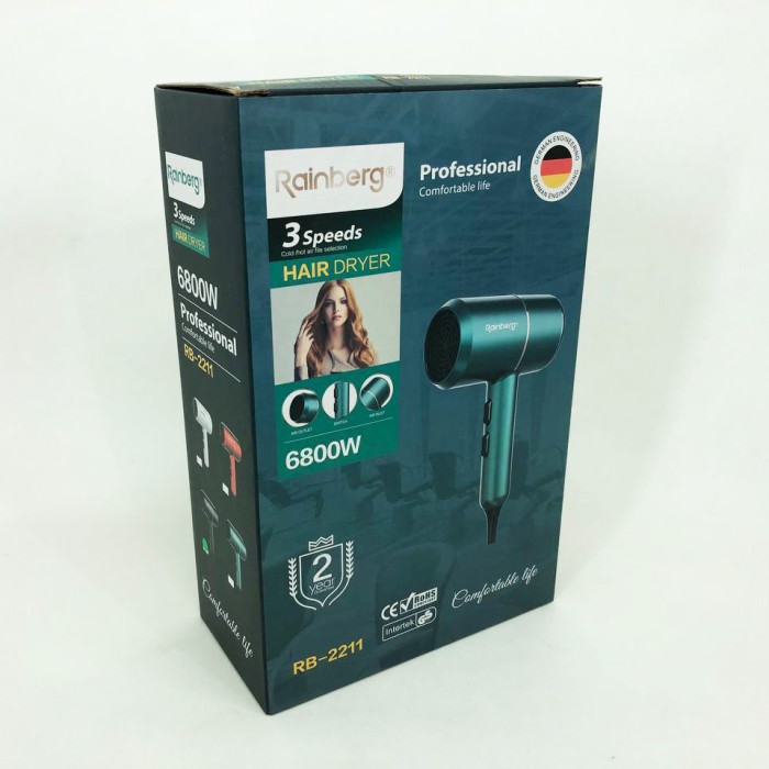 Хороший потужний фен Rainberg RB-2211, Фен для дому та салону професійний домашній для волосся ZV-61