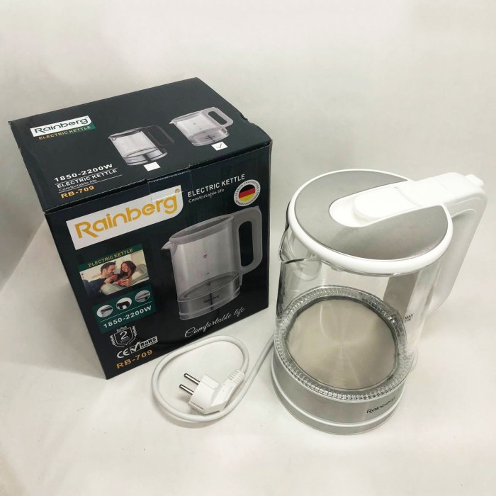 Надійний скляний електрочайник з підсвічуванням Rainberg, Вишуканий електрочайник PS-20