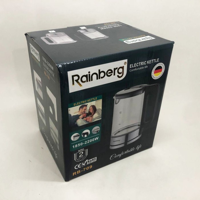 Надійний скляний електрочайник з підсвічуванням Rainberg, Вишуканий електрочайник PS-20