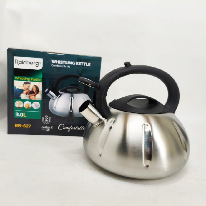 Чайник нержавіюча сталь зі свистком побутовий, Стильний чайник з нержавіючої сталі зі свистком GD-49