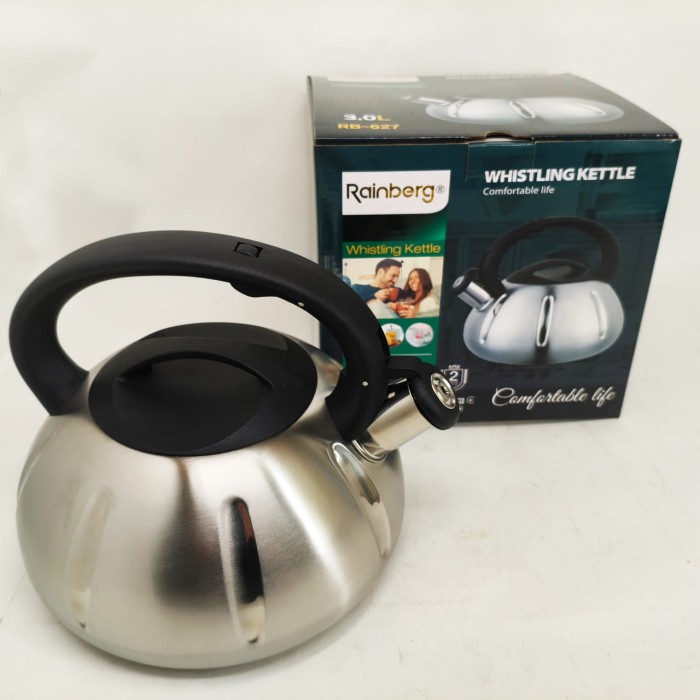 Чайник нержавіюча сталь зі свистком побутовий, Стильний чайник з нержавіючої сталі зі свистком GD-49