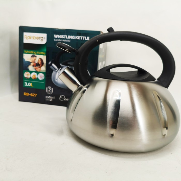 Чайник нержавіюча сталь зі свистком побутовий, Стильний чайник з нержавіючої сталі зі свистком GD-49