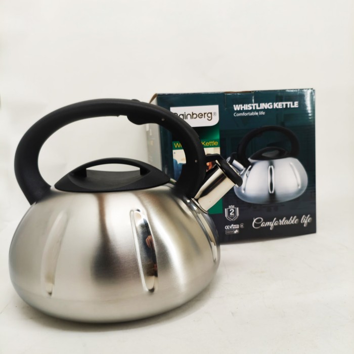 Чайник нержавіюча сталь зі свистком побутовий, Стильний чайник з нержавіючої сталі зі свистком GD-49