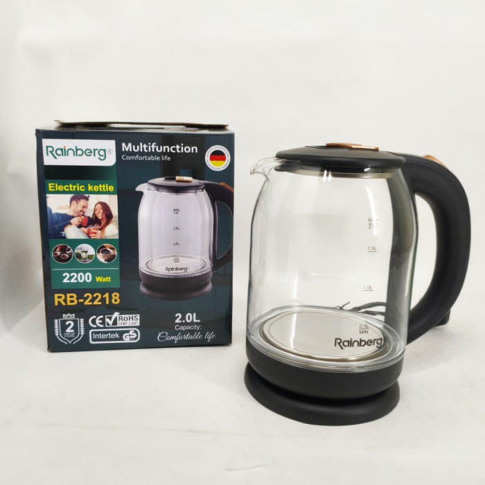 Чайник скляний електричний Rainberg, Скляний електричний чайник з підсвічуванням якісний YE-56