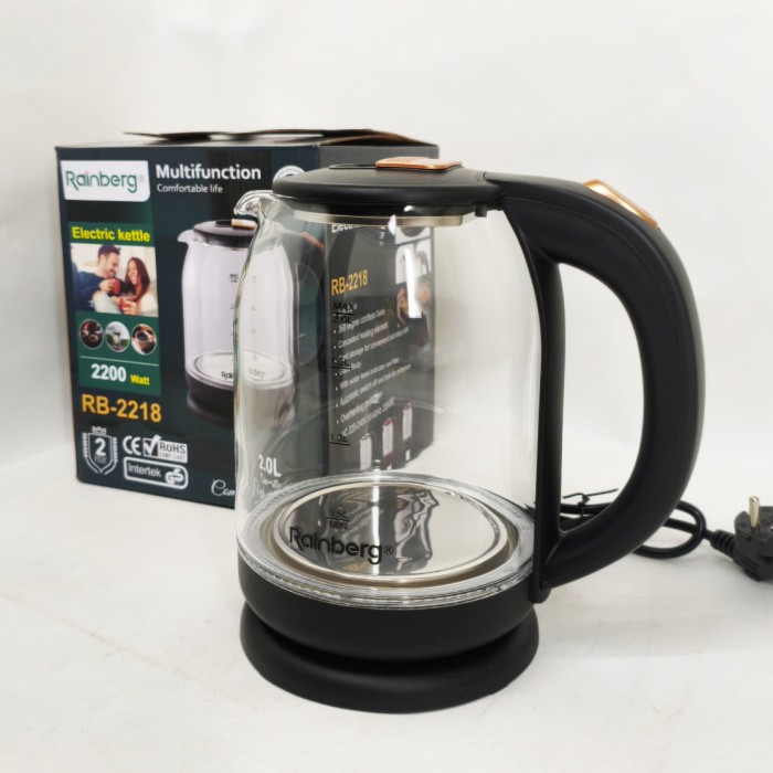 Чайник скляний електричний Rainberg, Скляний електричний чайник з підсвічуванням якісний YE-56